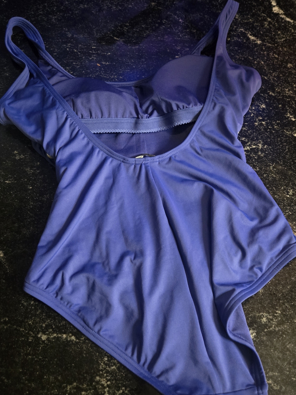 Carmen Marc Valvo Royal Blue Ruched One-Piece Swim Bodysuit - Picture 6 of 6